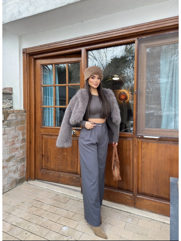 Antrasit Palazzo Kumaş Pantolon