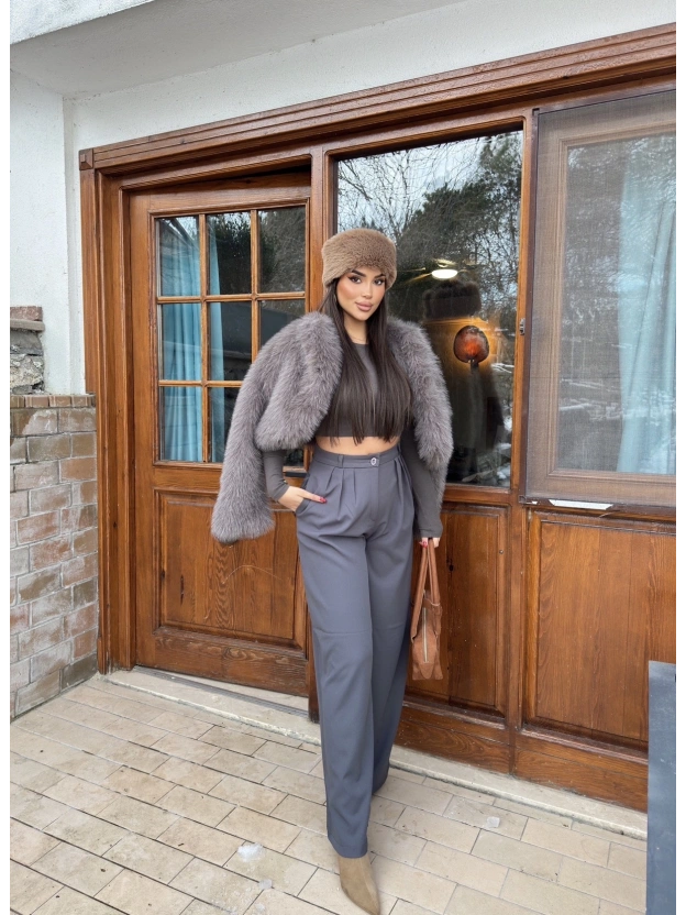 Antrasit Palazzo Kumaş Pantolon