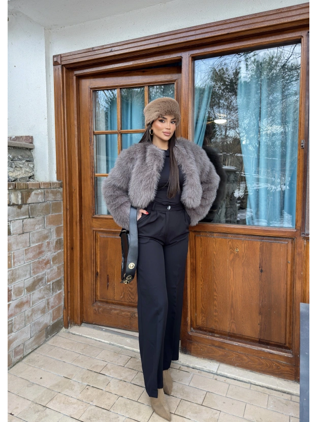 Siyah Beli Lastikli Kumaş Pantolon