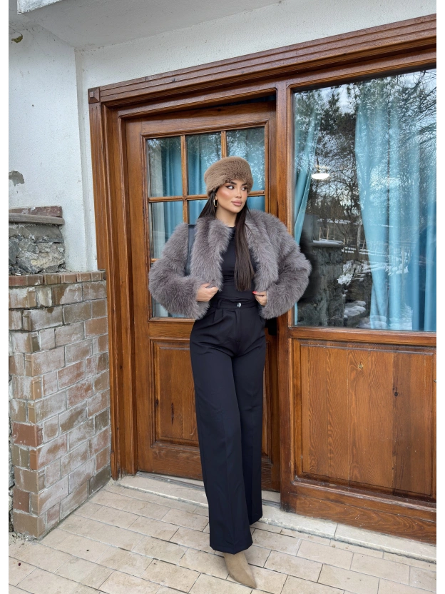 Siyah Beli Lastikli Kumaş Pantolon