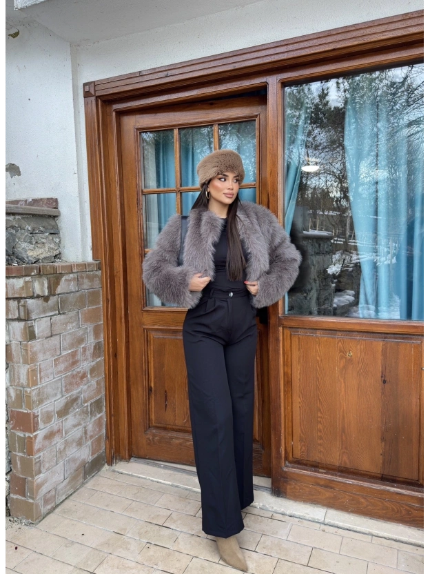 Siyah Beli Lastikli Kumaş Pantolon