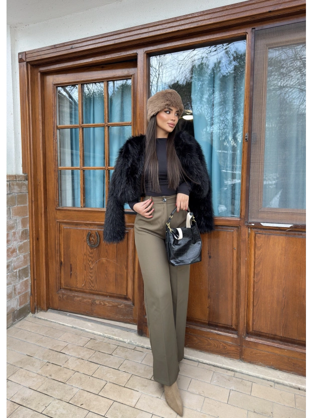 Haki Beli Lastikli Kumaş Pantolon