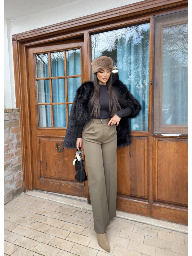 Haki Beli Lastikli Kumaş Pantolon