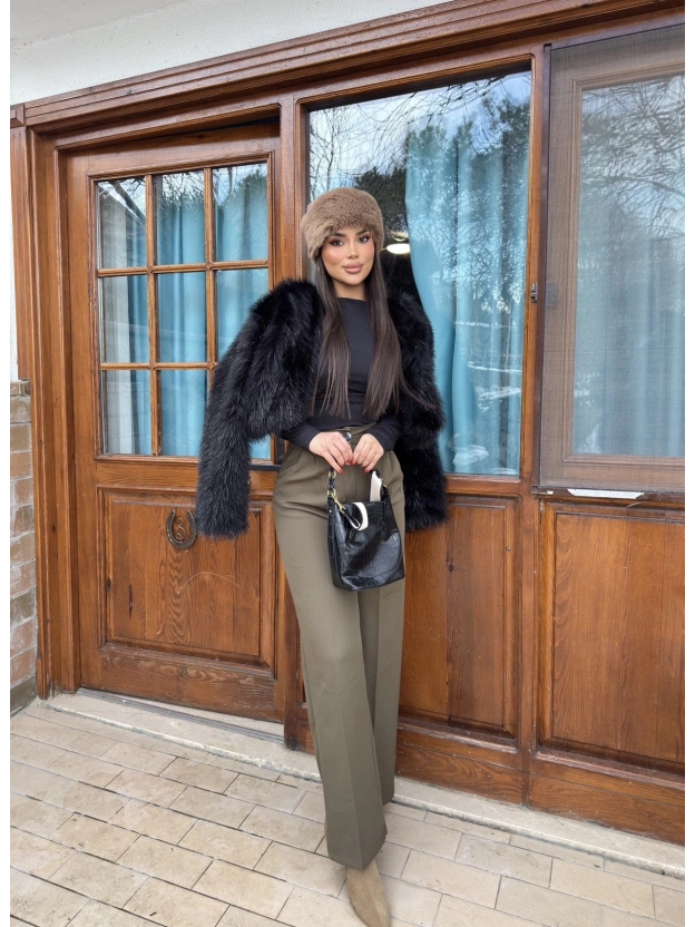 Haki Beli Lastikli Kumaş Pantolon