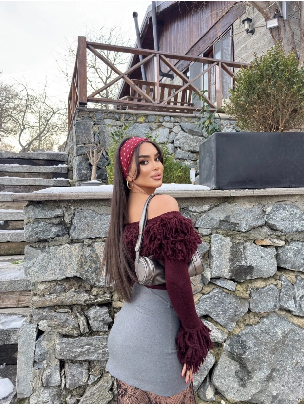 Antrasit Toka Detay Mini Şort Etek