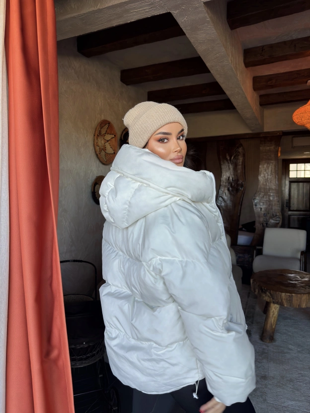 Beyaz Oversize Premium Şişme Mont