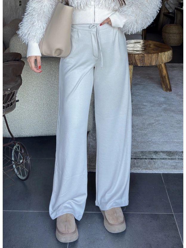 Bej Zra Viral Beli Lastikli Modal Pantolon