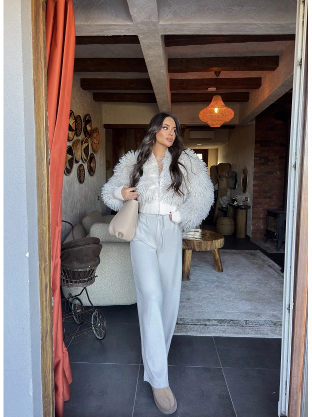 Bej Zra Viral Beli Lastikli Modal Pantolon