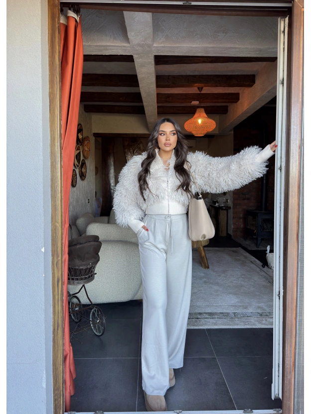 Bej Zra Viral Beli Lastikli Modal Pantolon