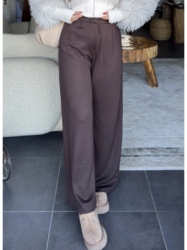 Kahverengi Zra Viral Beli Lastikli Modal Pantolon