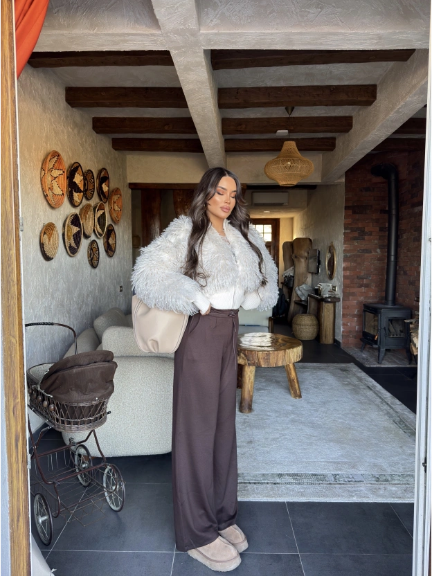 Kahverengi Zra Viral Beli Lastikli Modal Pantolon