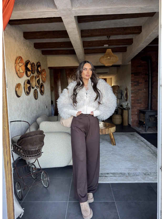 Kahverengi Zra Viral Beli Lastikli Modal Pantolon