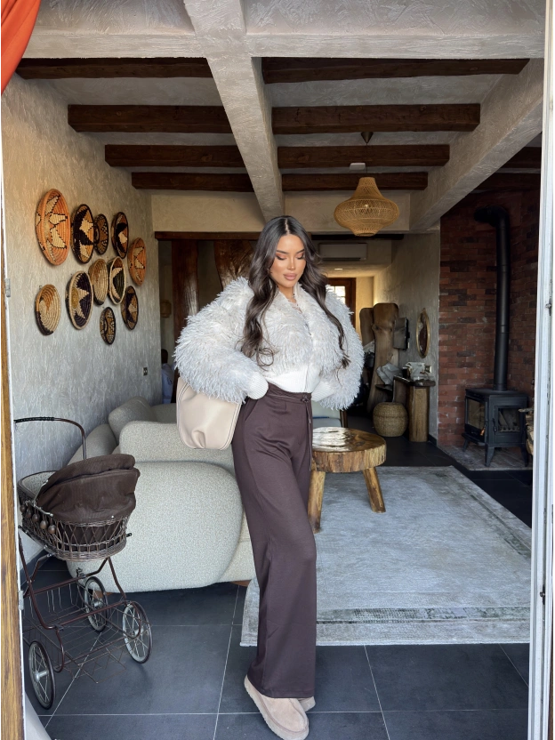 Kahverengi Zra Viral Beli Lastikli Modal Pantolon