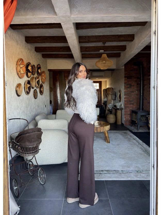 Kahverengi Zra Viral Beli Lastikli Modal Pantolon