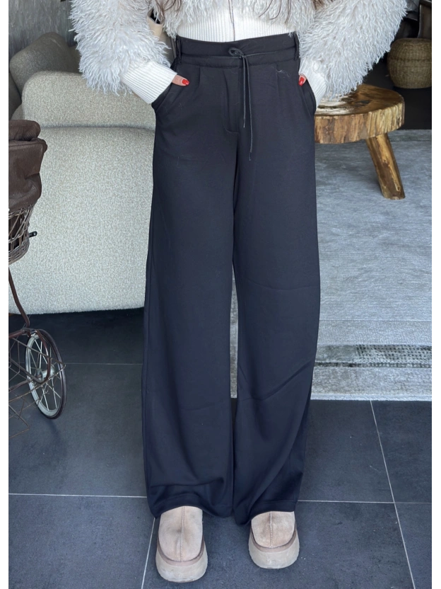 Siyah Zra Viral Beli Lastikli Modal Pantolon