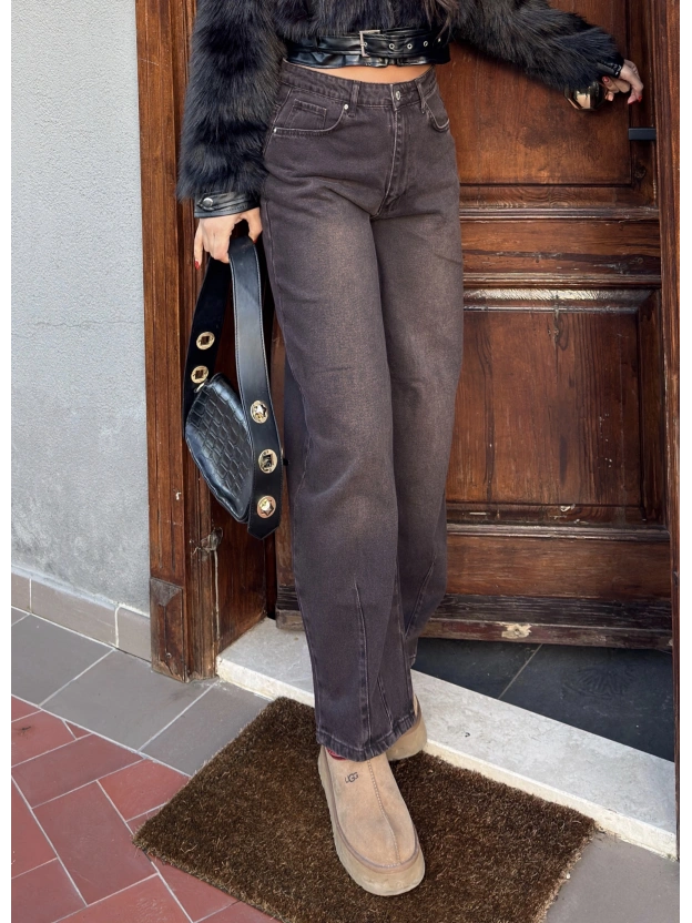 Kahverengi Pensli Boyfriends Jeans