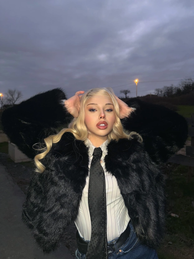 Siyah Crop Kürk Ceket