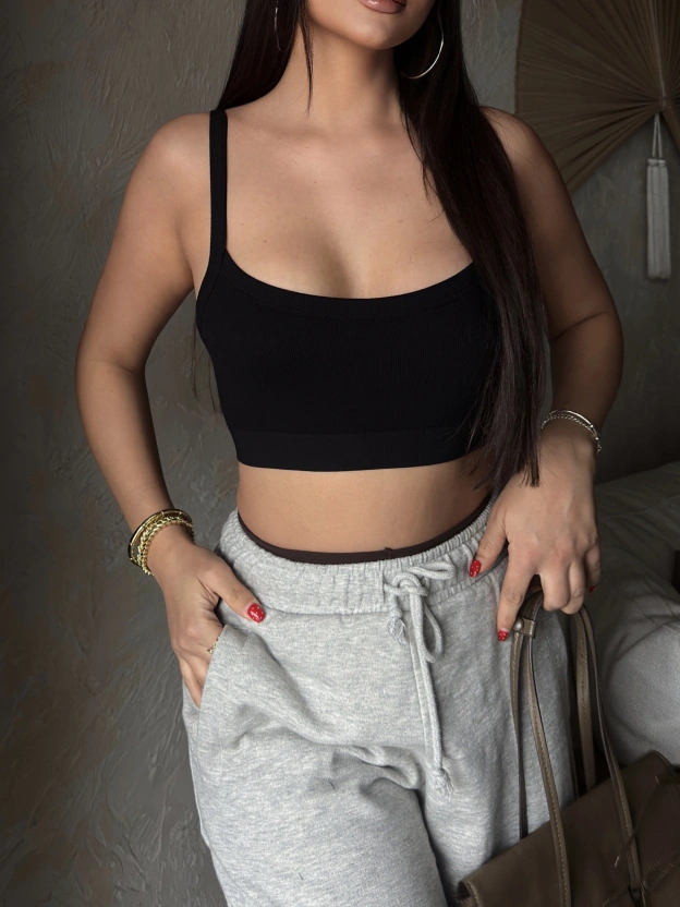 Siyah Kalın Askılı Büstiyer