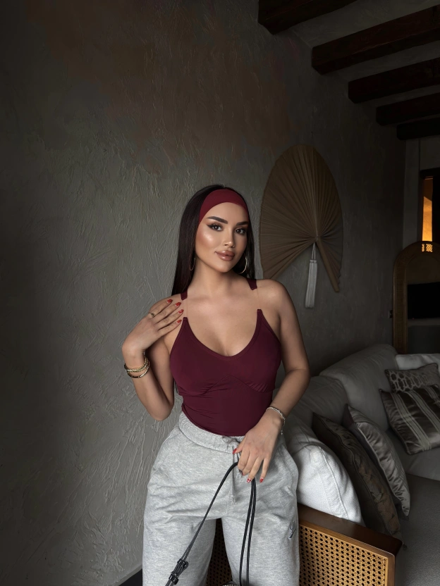 Bordo Tasarım Toparlayıcı Crop