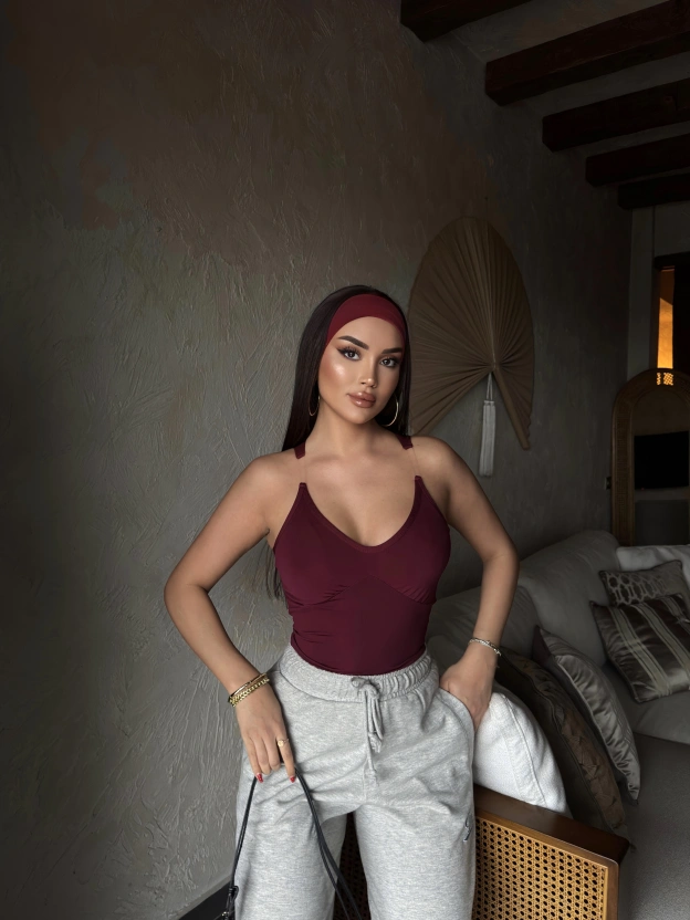 Bordo Tasarım Toparlayıcı Crop