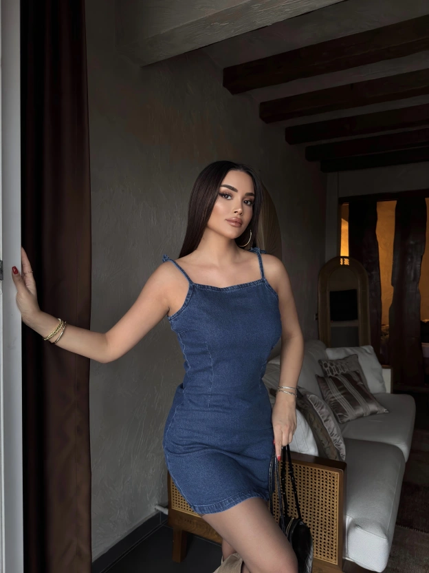 Mavi Mini Kot Elbise