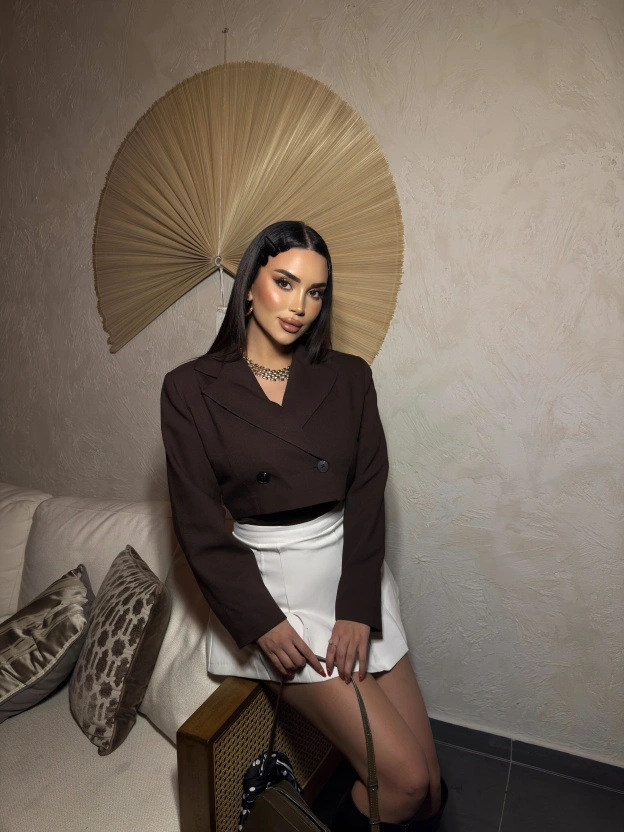 Kahverengi Double Crop Ceket