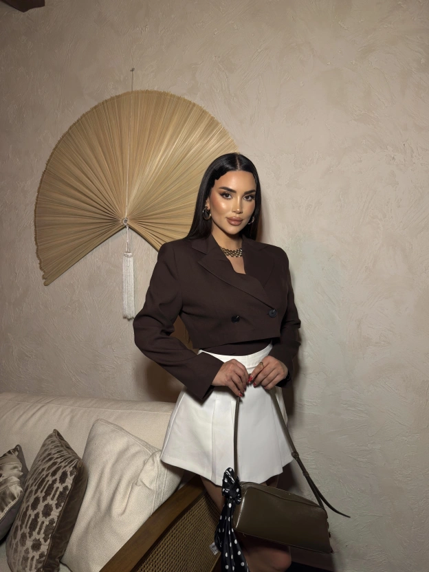 Kahverengi Double Crop Ceket