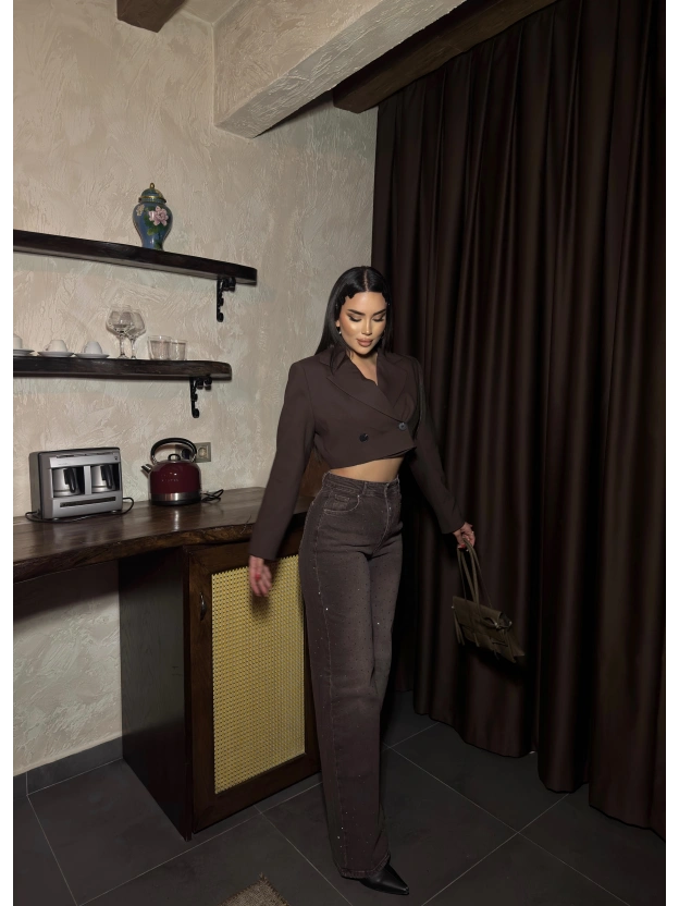 Kahverengi Taşlı Palazzo Pantolon