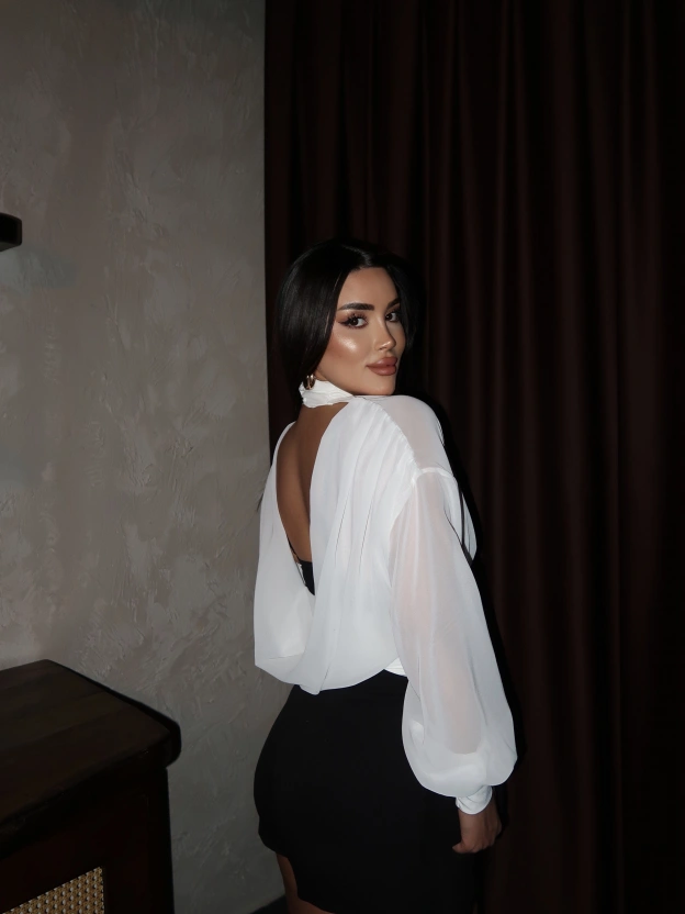 Beyaz Tül Detay Bodysuit