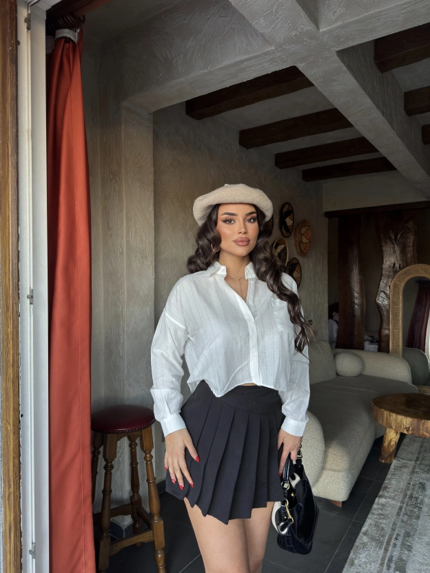 Beyaz Jakar Desen Gömlek