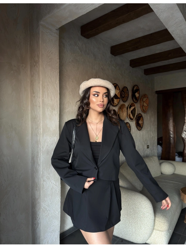 Siyah Blazer Ceket Etek Takım
