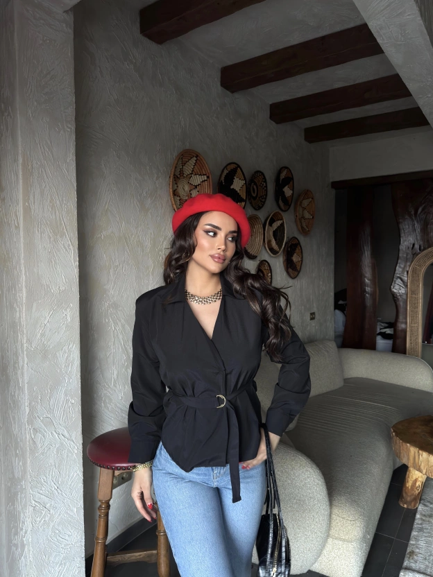 Siyah Gold Kemerli Gömlek