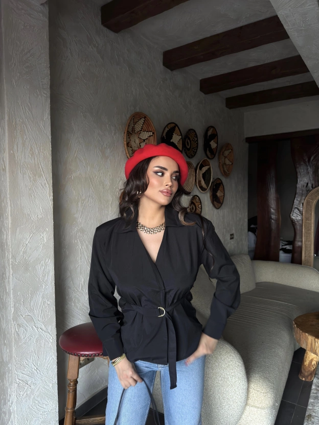 Siyah Gold Kemerli Gömlek