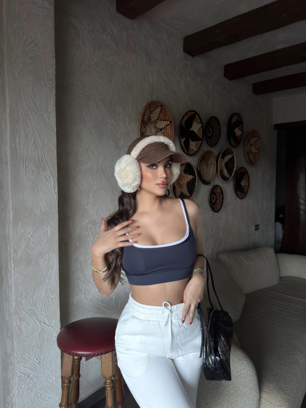 Lacivert Biyeli Crop