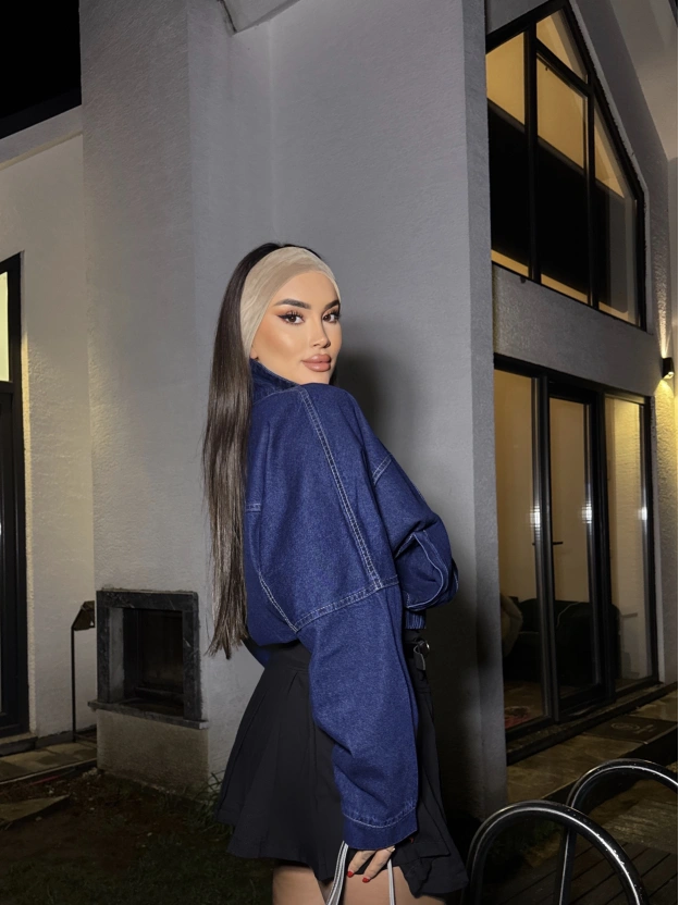 Mavi Dik Yaka Kot Ceket