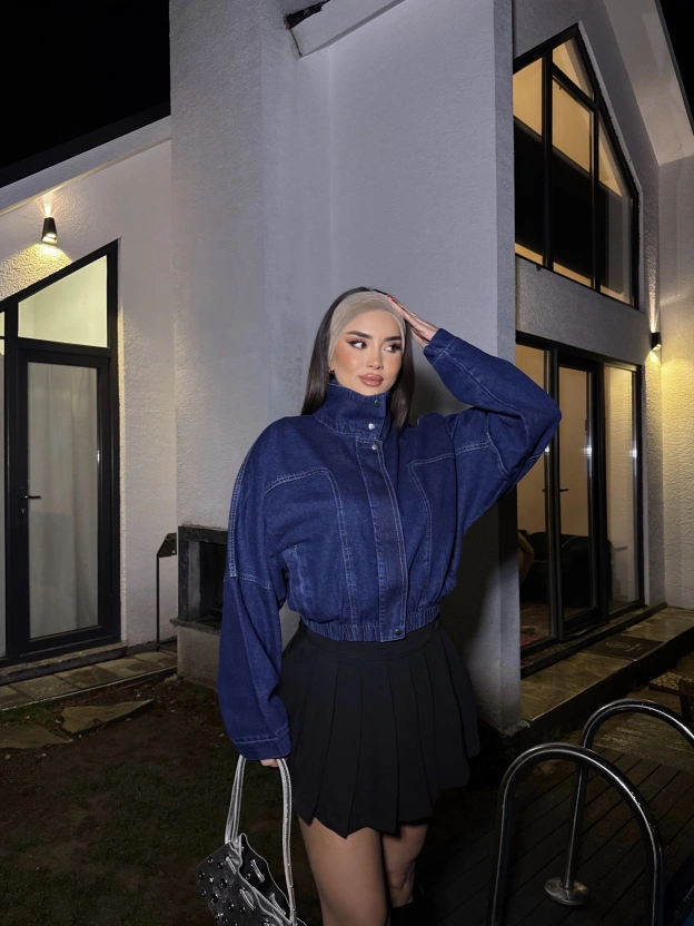 Mavi Dik Yaka Kot Ceket