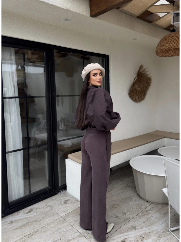 Kahverengi Beli Lastikli  Pantolon