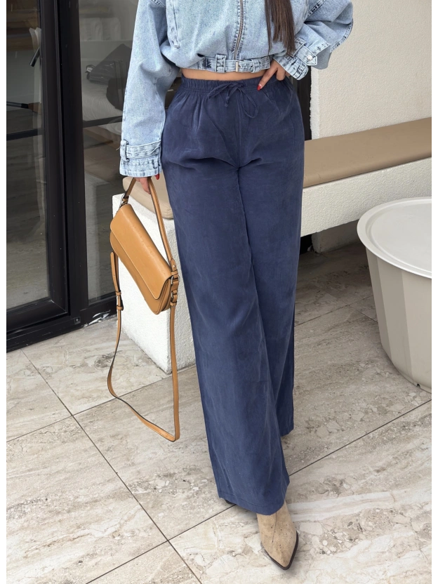 Lacivert Beli Lastikli Pantolon