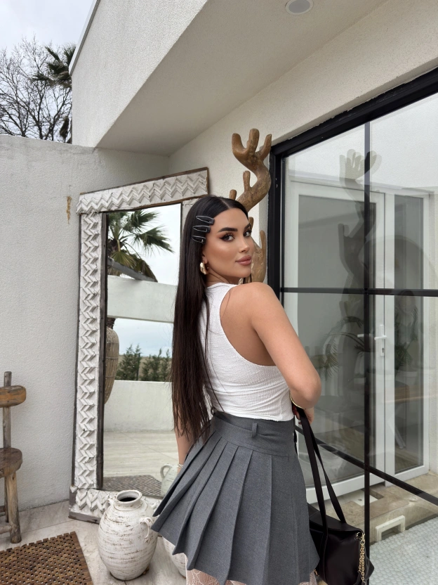 Beyaz V Yaka Bürümcük Crop