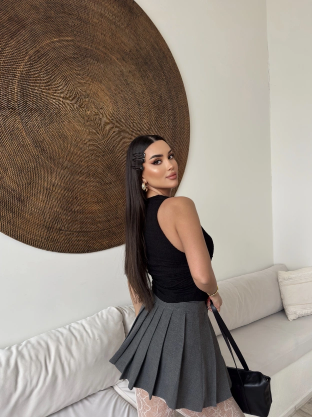 Siyah V Yaka Bürümcük Crop