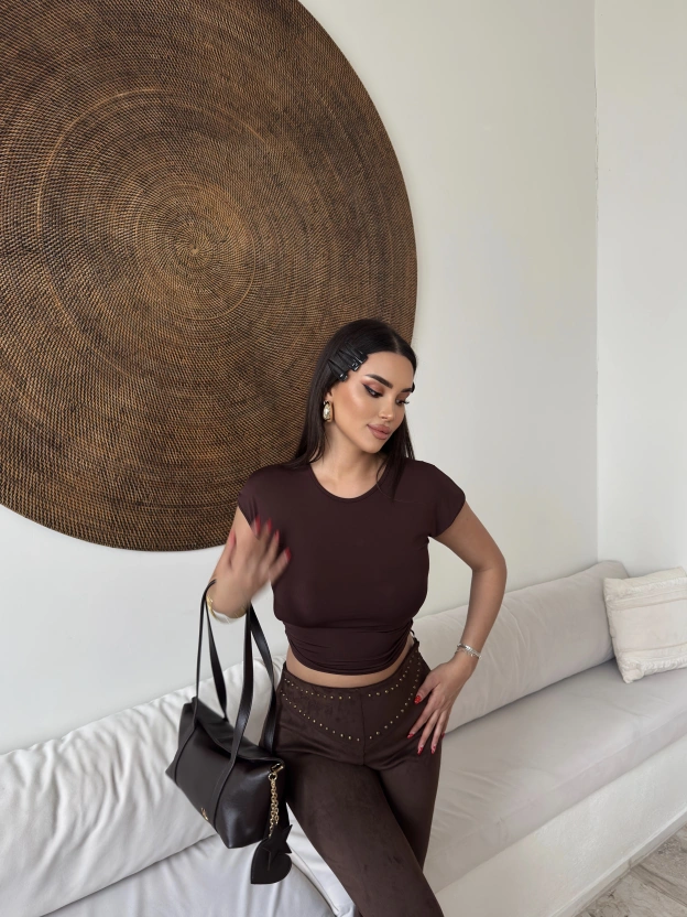 Kahverengi Sırt Detay Basic Crop