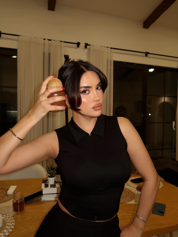 Siyah Polo Yaka Fermuarlı Modal Crop