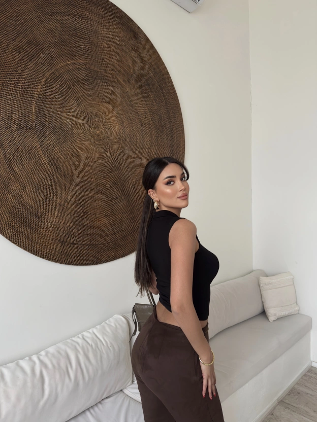 Siyah Polo Yaka Fermuarlı Modal Crop