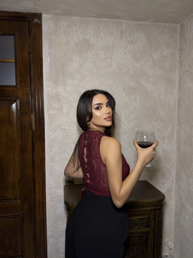 Bordo Dantel Detay Derin Degaje Bodysuit