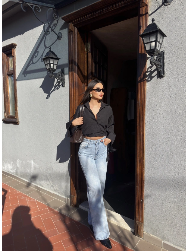 Buz Mavi Wide Leg Pantolon