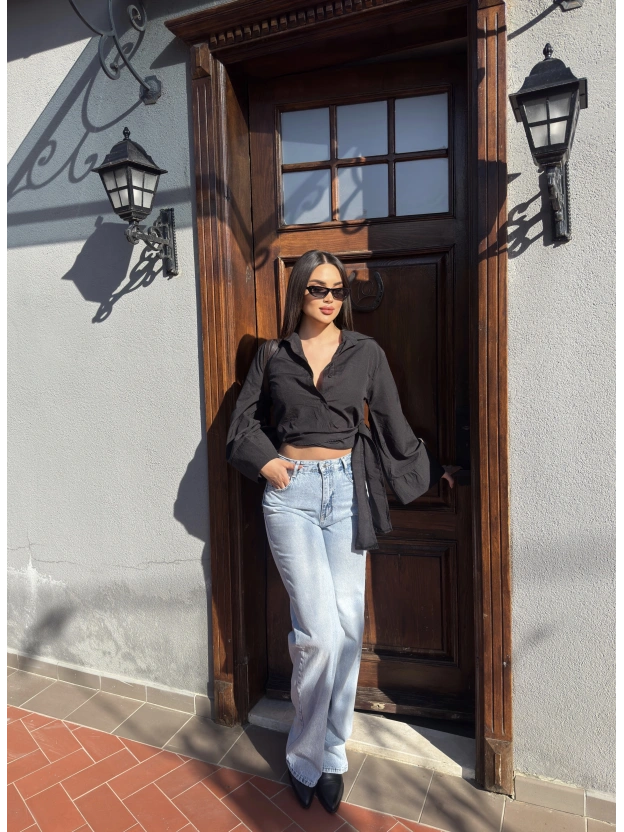 Buz Mavi Wide Leg Pantolon