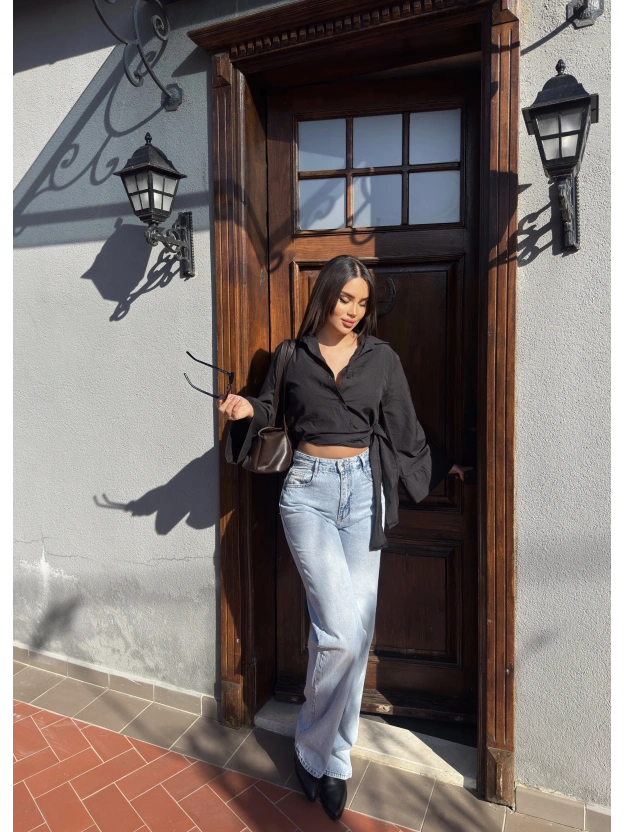 Buz Mavi Wide Leg Pantolon