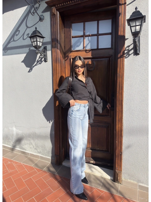 Buz Mavi Wide Leg Pantolon