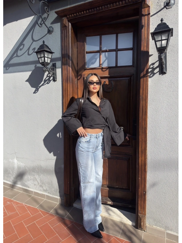 Buz Mavi Wide Leg Pantolon