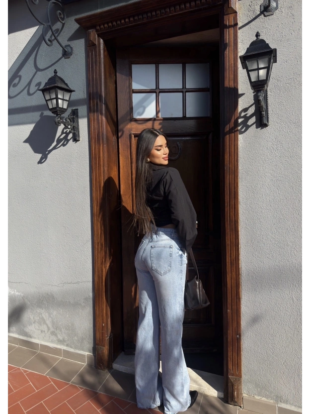 Buz Mavi Wide Leg Pantolon